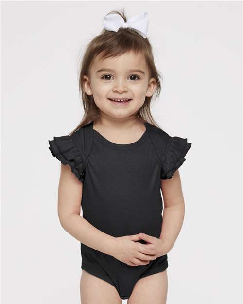 Rabbit Skins Infant Flutter Sleeve Baby Rib Bodysuit 4439