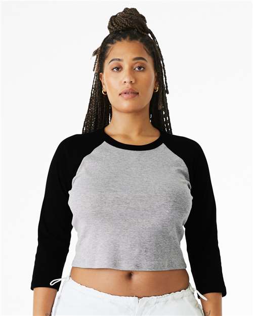 BELLA + CANVAS Women's Micro Rib Three-Quarter Raglan Sleeve Baby Tee 1200