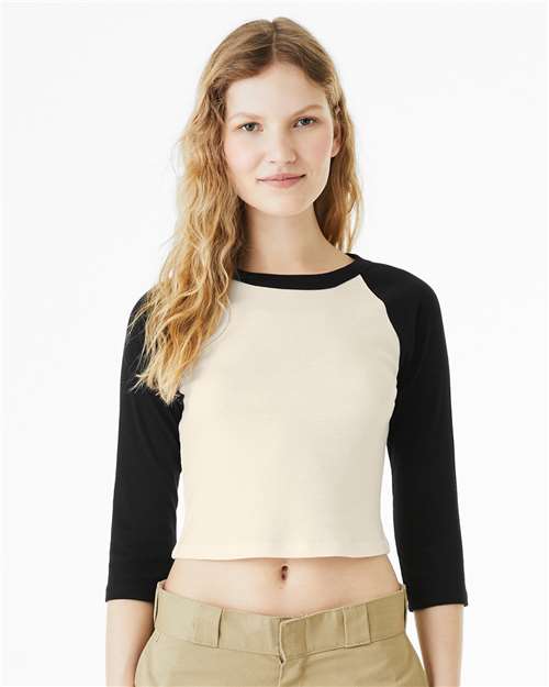 BELLA + CANVAS Women's Micro Rib Three-Quarter Raglan Sleeve Baby Tee 1200