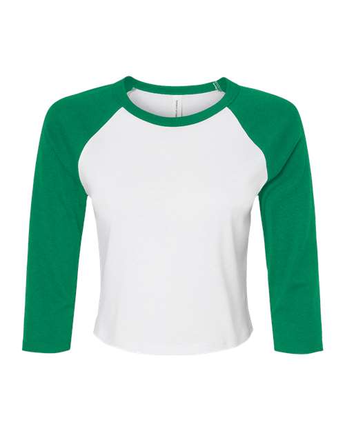 BELLA + CANVAS Women's Micro Rib Three-Quarter Raglan Sleeve Baby Tee 1200