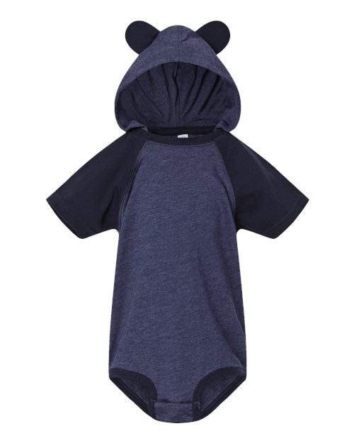 Rabbit Skins Infant Fine Jersey Raglan Bodysuit with Hood & Ears 4417