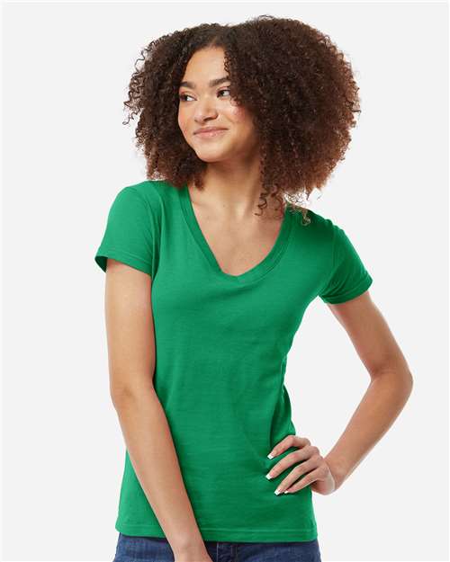 Tultex Women's Fine Jersey V-Neck T-Shirt 214