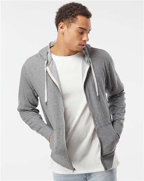 Independent Trading Co. Unisex Heathered French Terry Full-Zip Hooded Sweatshirt PRM90HTZ