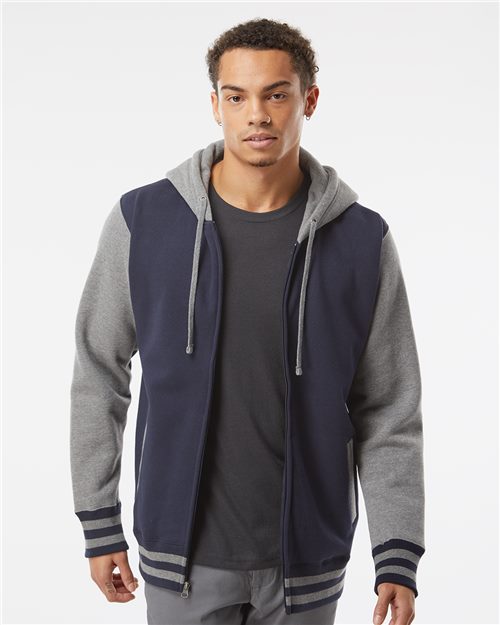 Independent Trading Co. Unisex Heavyweight Varsity Full-Zip Hooded Sweatshirt IND45UVZ