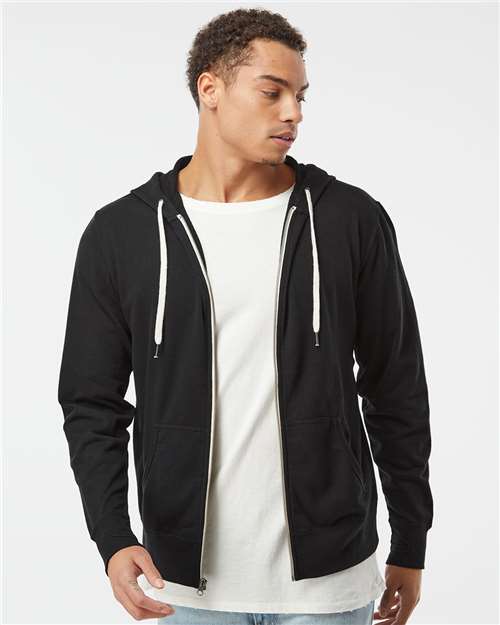 Independent Trading Co. Unisex Heathered French Terry Full-Zip Hooded Sweatshirt PRM90HTZ