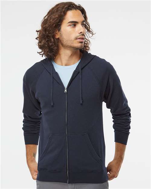Independent Trading Co. Unisex Special Blend Raglan Full-Zip Hooded Sweatshirt PRM33SBZ