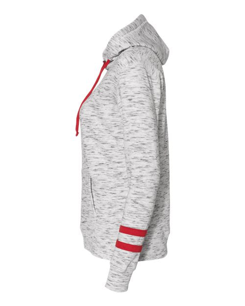 J. America Women’s Mélange Fleece Striped-Sleeve Hooded Sweatshirt 8674