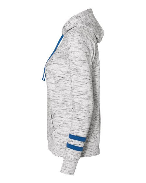 J. America Women’s Mélange Fleece Striped-Sleeve Hooded Sweatshirt 8674