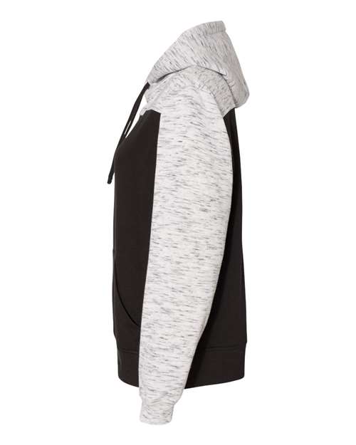 J. America Men's Mélange Fleece Colorblocked Hooded Sweatshirt 8676