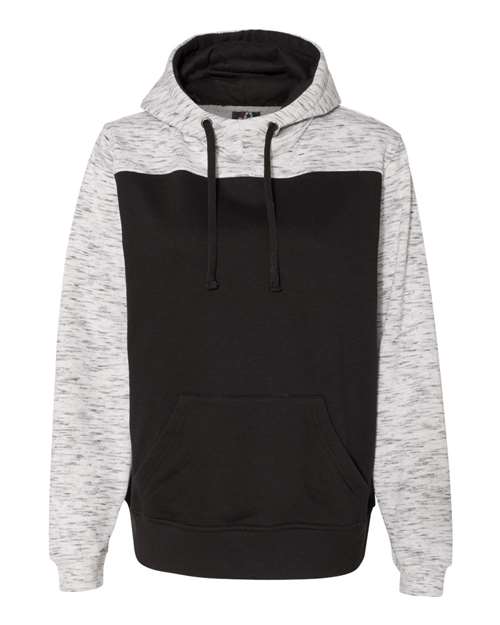 J. America Men's Mélange Fleece Colorblocked Hooded Sweatshirt 8676