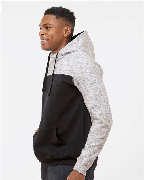 J. America Men's Mélange Fleece Colorblocked Hooded Sweatshirt 8676