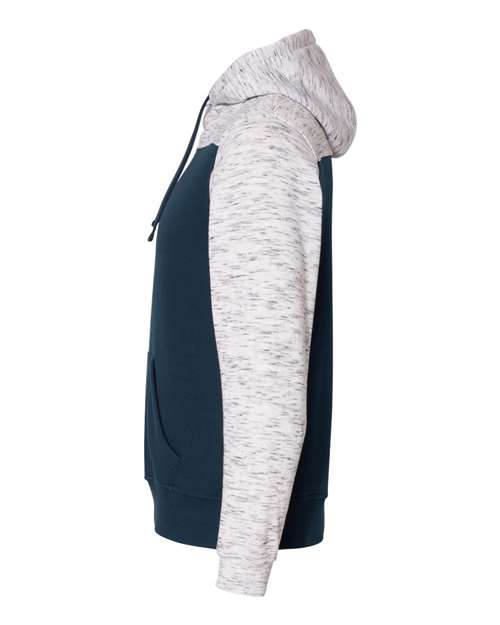 J. America Men's Mélange Fleece Colorblocked Hooded Sweatshirt 8676