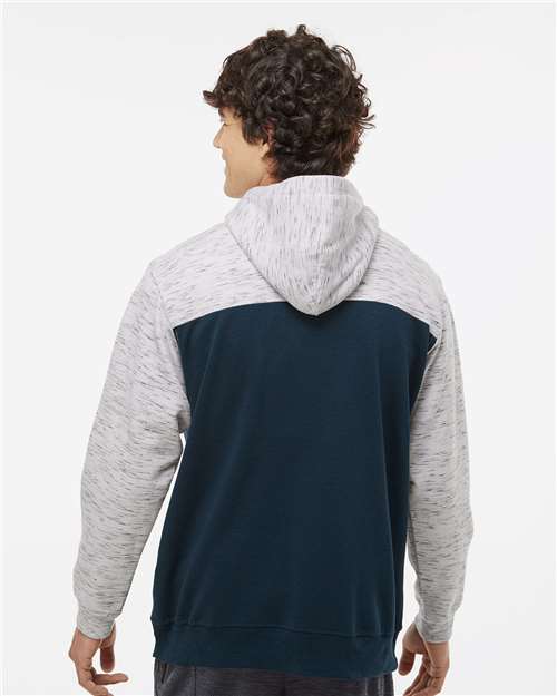 J. America Men's Mélange Fleece Colorblocked Hooded Sweatshirt 8676