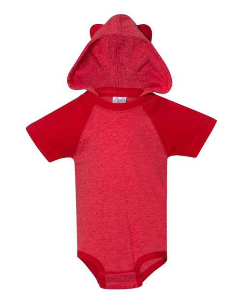 Rabbit Skins Infant Fine Jersey Raglan Bodysuit with Hood & Ears 4417