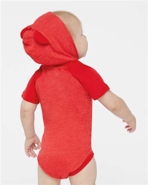 Rabbit Skins Infant Fine Jersey Raglan Bodysuit with Hood & Ears 4417