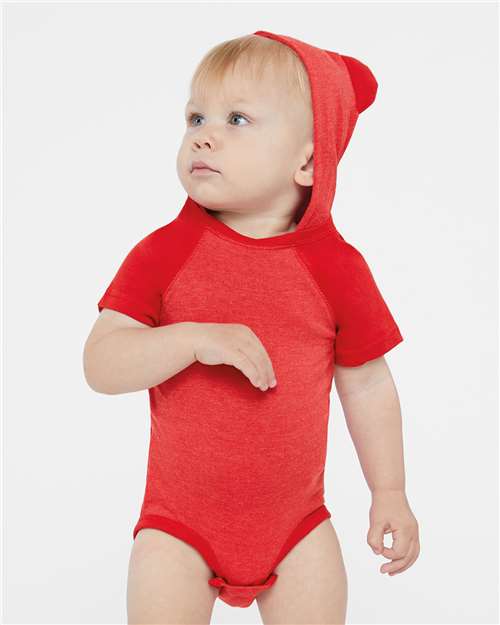 Rabbit Skins Infant Fine Jersey Raglan Bodysuit with Hood & Ears 4417