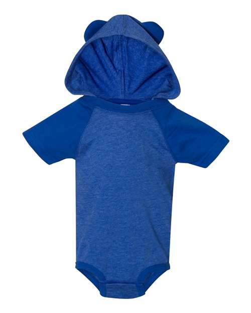 Rabbit Skins Infant Fine Jersey Raglan Bodysuit with Hood & Ears 4417