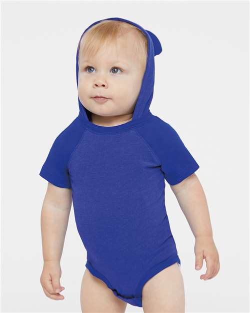 Rabbit Skins Infant Fine Jersey Raglan Bodysuit with Hood & Ears 4417