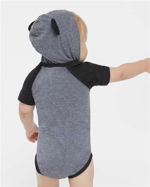 Rabbit Skins Infant Fine Jersey Raglan Bodysuit with Hood & Ears 4417
