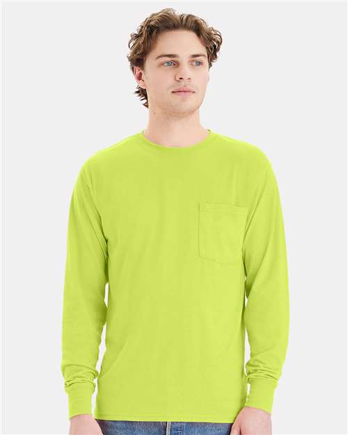 Hanes Unisex Workwear Long Sleeve Pocket T-Shirt W120