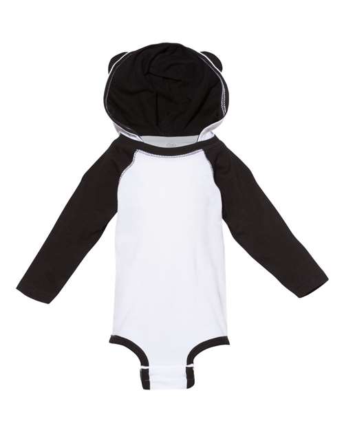 Rabbit Skins Infant Fine Jersey Character Hooded Long Sleeve Bodysuit with Ears 4418
