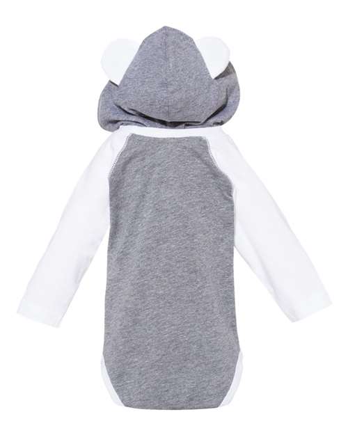 Rabbit Skins Infant Fine Jersey Character Hooded Long Sleeve Bodysuit with Ears 4418