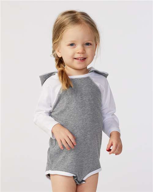 Rabbit Skins Infant Fine Jersey Character Hooded Long Sleeve Bodysuit with Ears 4418