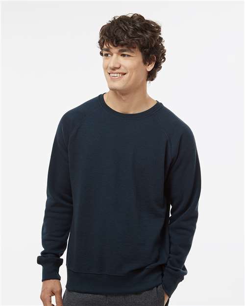 J. America Men's Ripple Fleece Raglan Crewneck Sweatshirt 8707