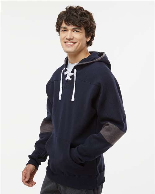 J. America Men's Sport Lace Colorblocked Fleece Hooded Sweatshirt 8832
