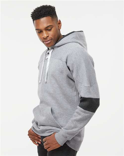 J. America Men's Sport Lace Colorblocked Fleece Hooded Sweatshirt 8832